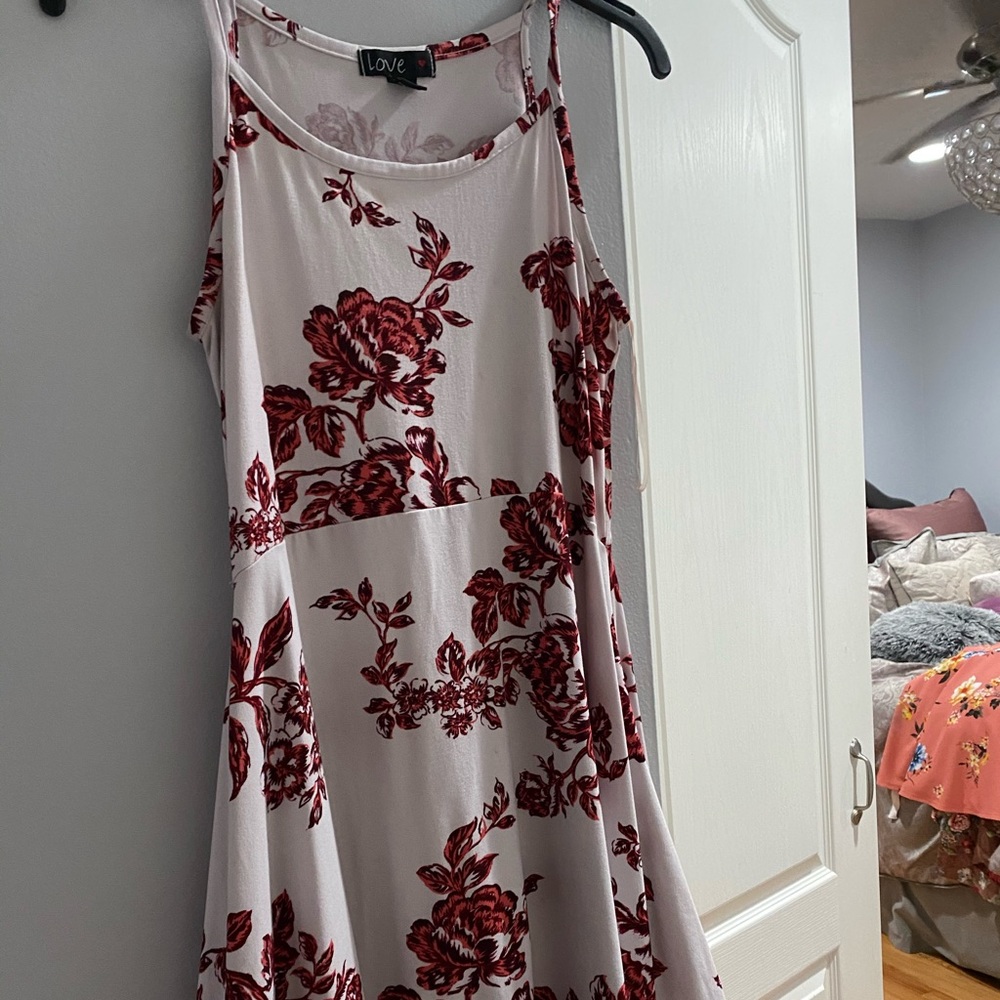White Pink Floral Loose Dress